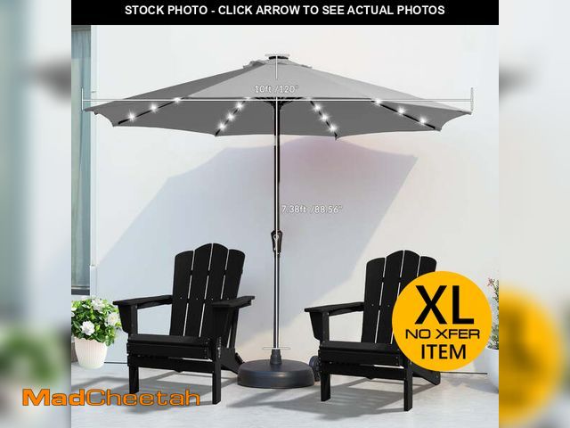 Lot 74-14608751 - FUNDAZE 11FT Solar 32 LED Patio Umbrella w/ Tilt &amp; Crank, 8 Sturdy Ribs, UV Protection Solution-...