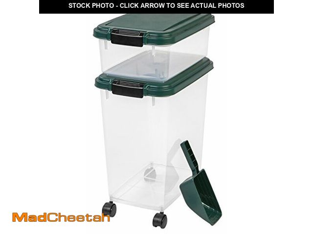 Lot 74-12760225 - IRIS USA Remington 2 Piece Clear Plastic Food Storage Container | 30 lbs, 11 lbs | Airtight, Stackab...