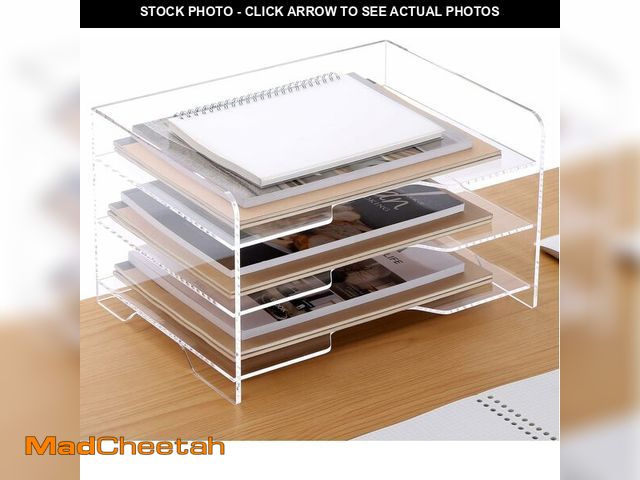 Lot 74-13664363 - SANRUI Acrylic Paper Organizer Letter Tray for Desk, 3 Tier Enlarged File Sorter,Clear File Holder D...