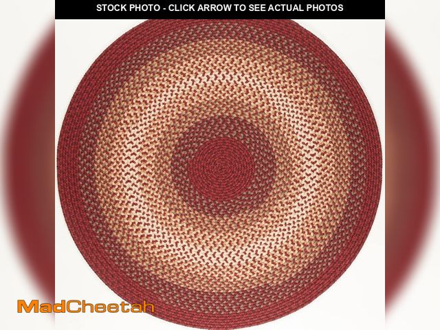 Lot 74-12778112 - Rhody Rug Pioneer Red Multi 4 ft. x 4 ft. Round Indoor/Outdoor Braided Area Rug - USED