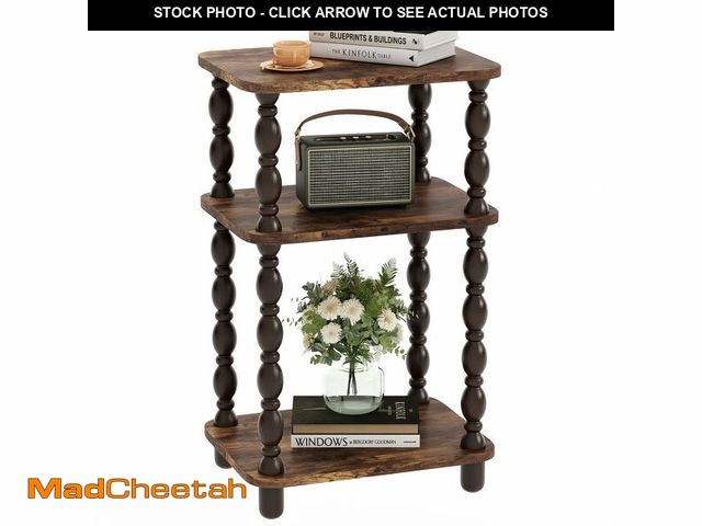 Lot 74-13547796 - Retro End Table, 3-Tier Small Side Table, Narrow Couch Side Table for Small Spaces, Farmhouse End Ta...