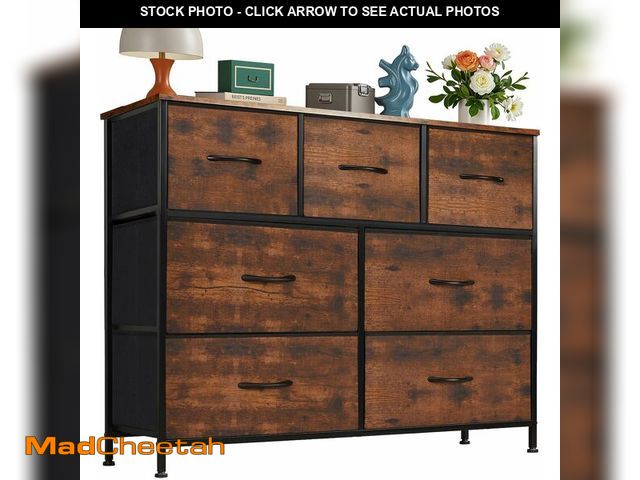 Lot 74-12633267 - OLIXIS 7 Drawers Dresser for Bedroom, Fabric Storage Tower for Living Room, Entryway - Sturdy Steel ...