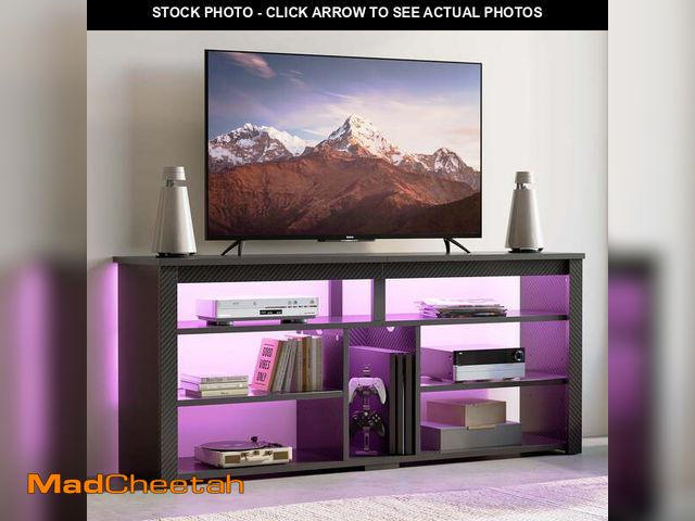 Lot 74-12782381 - Bestier Tall TV Stand for 65" TVs,Entertainment Center with PS5 Storage,LED TV Stands for Living Roo...
