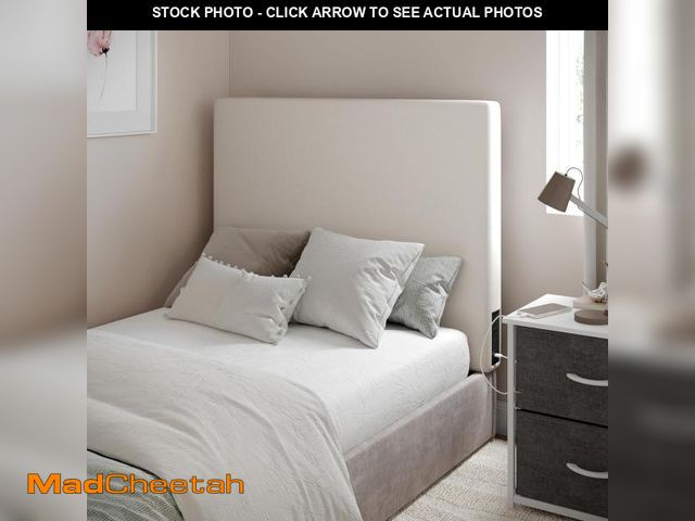 Lot 74-12210703 - Flash Furniture Hugo Twin Headboard with 2 Outlets, USB Port, USB Type-C Port, Faux Linen Upholstery...