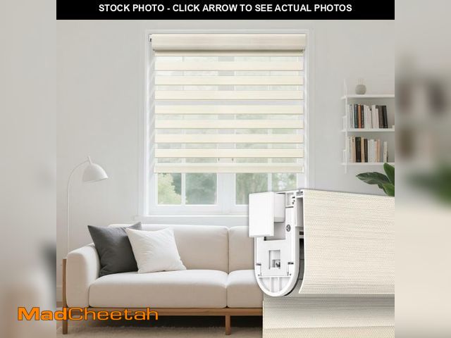 Lot 74-12418419 - *SEE DETAILS* Grandekor No Drill Zebra Blinds for Windows,Cordless Zebra Shades Dual Layer, Pull Dow...