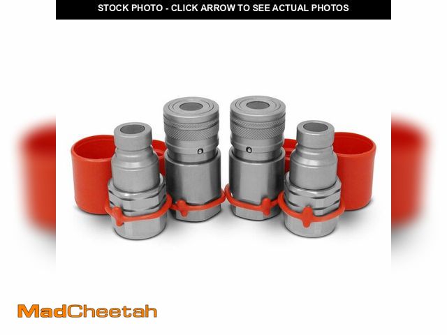 Lot 74-12978197 - Summit Hydraulics 1/2" Skid Steer Flat Face Hydraulic Quick Connect Couplers/Couplings Set w/Dust Ca...