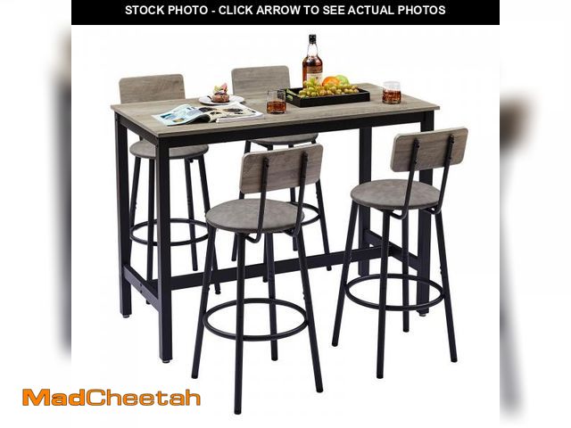 Lot 74-12156699 - *SEE DETAILS* Tatub Bar Table and Chairs Set of 4, 5 Piece Counter Height Dining Table Set, High Top...