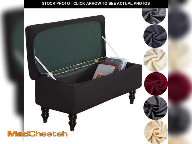 Lot 74-12212982 - ANWUCHEN Rectangle Ottoman Cover - Stretch Storage Slipcover With Elastic Bands and Ties, Removable ...