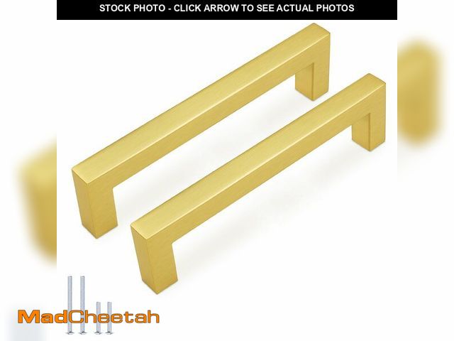 Lot 74-12878451 - KNOBWELL 20Pack 5 Inch Brushed Gold Cabinet Pulls Stainless Steel Kitchen Cabinet Handles Square Dra...