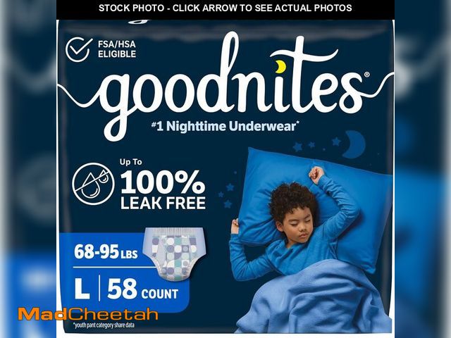 Lot 74-14581868 - GoodNites Boys Nighttime Underwear, Size Large, 58 Ct, 2 Packs of 29 - UNUSED