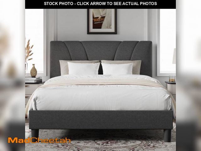 Lot 74-12420841 - Novilla Queen Size Bed Frame Upholstered Platform Queen Bed Frame with Adjustable Headboard, Strong ...