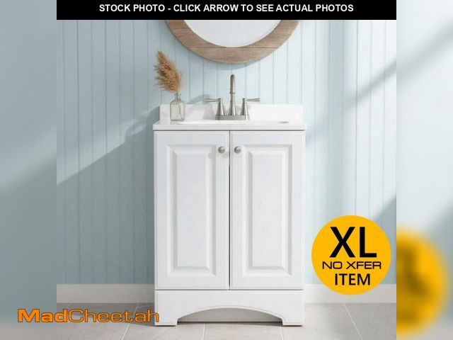 Lot 74-14590502 - (MISSING RIGHT DOOR)Glacier Bay 25 in. Single Sink White Freestanding Bath Vanity with White Culture...