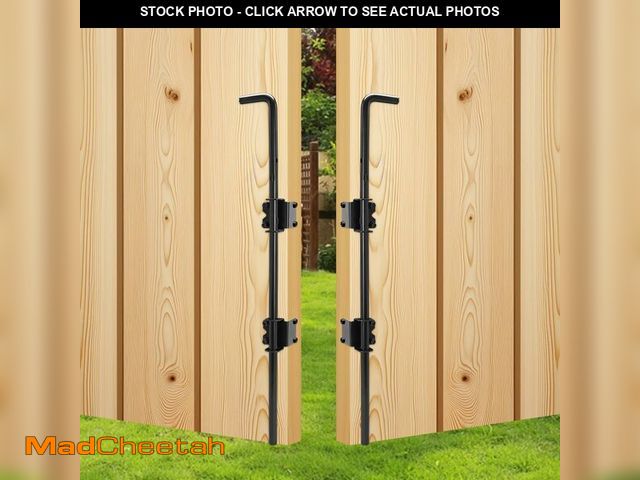 Lot 74-13067503 - HANSHAN Cane Bolt Heavy Duty Gate Drop Rod 24 inch Steel with Black Finish -2 Pack for Double Door -...