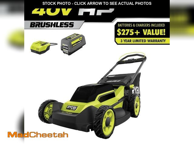 Lot 74-12798882 - (MISSING BATTERY,CHARGER) RYOBI 40V HP Brushless 20 in. Cordless Battery Walk Behind Push Lawn Mower...
