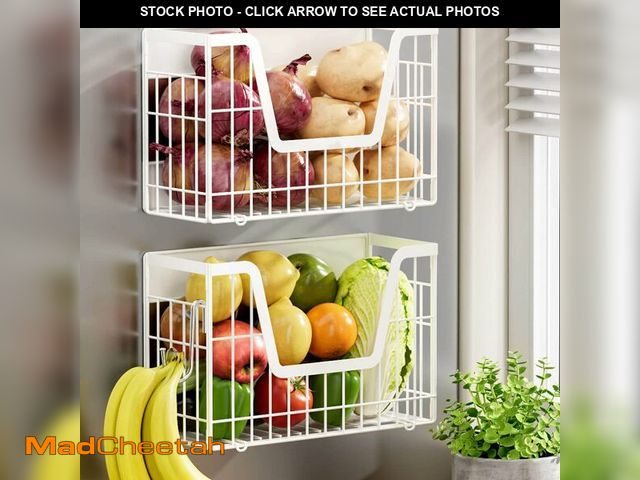 Lot 74-14434140 - YIWANFW 2 Set Magnetic Fridge Shelf, White Magnetic Fruit Basket for Fridge - UNUSED