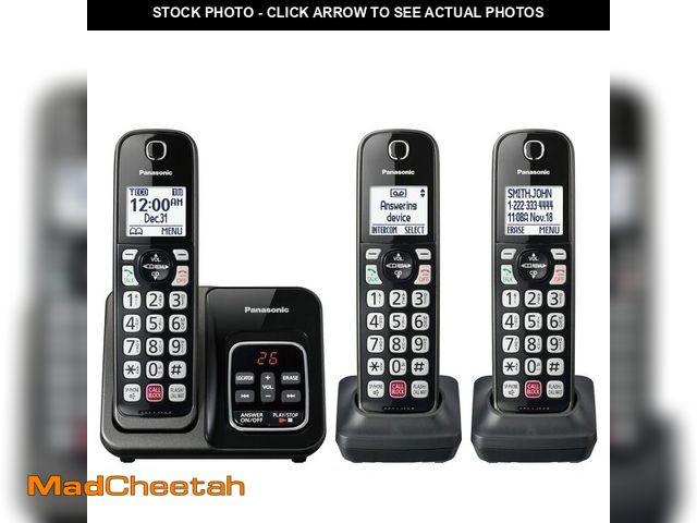 Lot 74-13953167 - Panasonic Cordless Phone with Answering Machine, Advanced Call Block, Bilingual Caller ID and High-C...