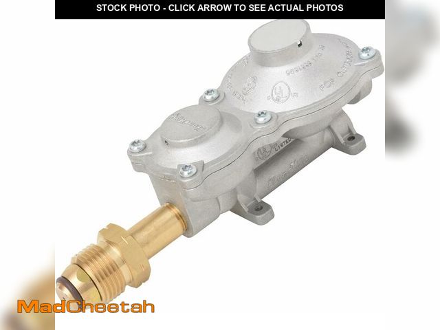 Lot 74-12326307 - Flame King 2 Stage Propane LP Horizontal Super Compact Regulator with POL for RV, Vans, Trailers, Ca...