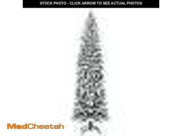 Lot 74-12670403 - Costway - 7.5Ft Unlit Hinged Snow Flocked Artificial Pencil Christmas Tree with 641 Tips - Green/Whi...