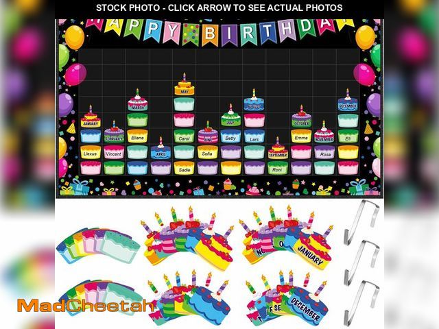 Lot 74-14271040 - Pasimy Happy Birthday Pocket Chart Classroom Reusable Birthday Calendar Wall Hanging Chart with 144 ...