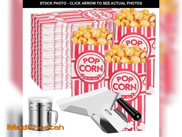 Lot 74-12113849 - Dualshine 302 Pcs Popcorn Bags with Popcorn Scoop and Salt Shaker,1 oz Small Bulk Paper Popcorn Bags...