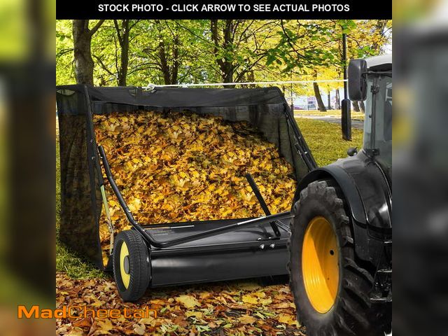 Lot 74-13013353 - Luku 50 Inch Lawn Sweeper Tow Behind, 26 cu.ft. Large Pull Behind Grass Sweeper, Heavy Duty Leaf &am...