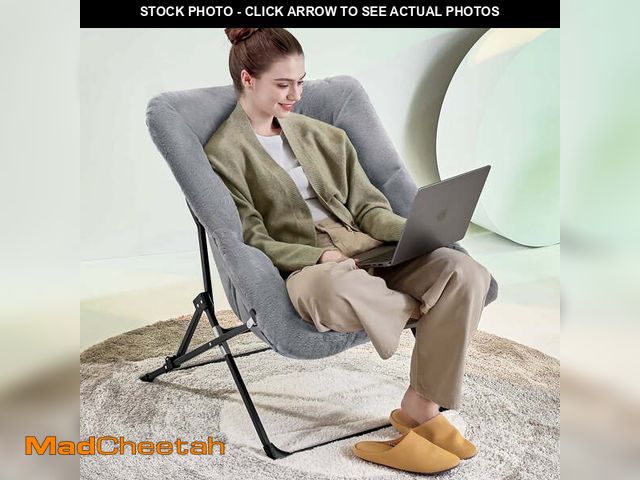Lot 74-14352214 - ARKANTOS Folding Saucer Chair for Adults, Comfy Chair for Bedroom and Living Room, Faux Fur Lounge C...