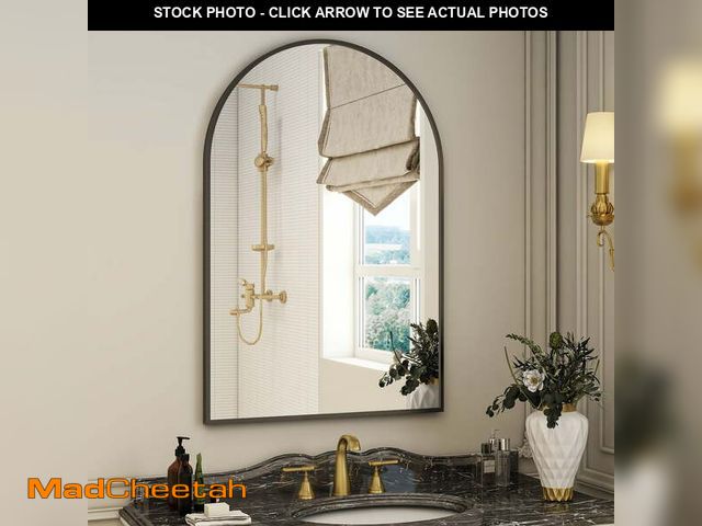 Lot 74-14588072 - BEAUTYPEAK 24"x 36" Bathroom Mirror Wall Vanity Arched Mirror, Black - USED