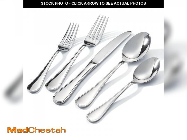 Lot 74-12308836 - KINGSTONE 40 Piece Teardrop Silverware Set for 8, 18/10 Stainless Steel Flatware Set, Modern Design ...