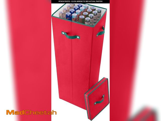 Lot 74-12400285 - Wrapping Paper Storage Box - Holds 20 Rolls of Gift Wrap - Upright Container with Dividers - For Hol...