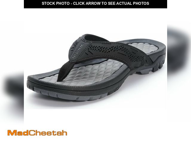 Lot 74-12718857 - WHITIN Men's Outdoor Waterproof Flip Flops Thong Sandals with Arch Support Size 12 Slip Resistant Wa...