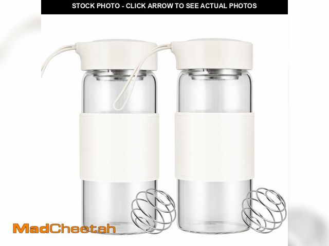 Lot 74-12710076 - BNCWCQZ Small Glass Shaker Bottle, 2 Pack 16oz BPA Free Odorless Shaker Bottle with 304SS Mixing Bal...