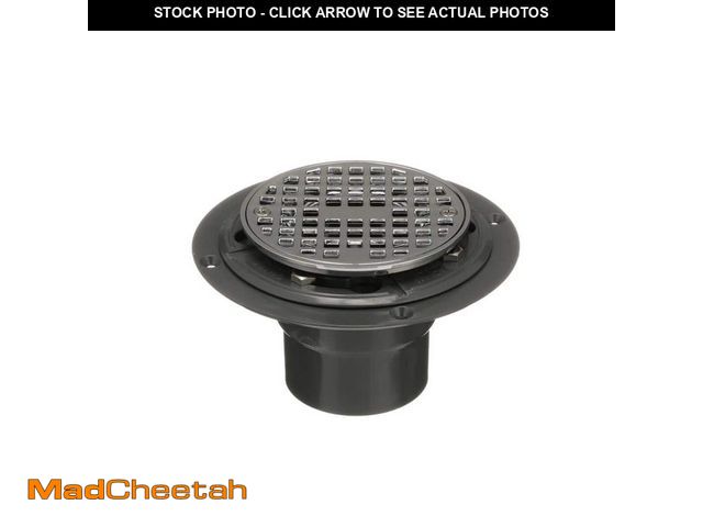 Lot 74-14595991 - Oatey Round Gray PVC Shower Drain with 4-3/16 in. Round Screw-In Chrome Drain Cover 423232 - UNUSED