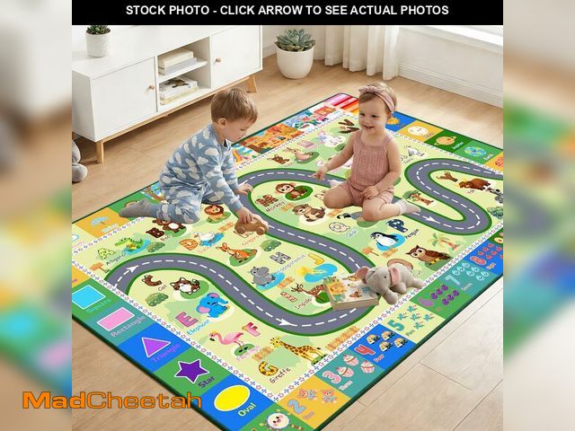 Lot 74-14264089 - ABC Rugs for Kids Playroom, ABC Alphabet Rug with Animals Seasons Road Design, Non Slip Play Mat for...