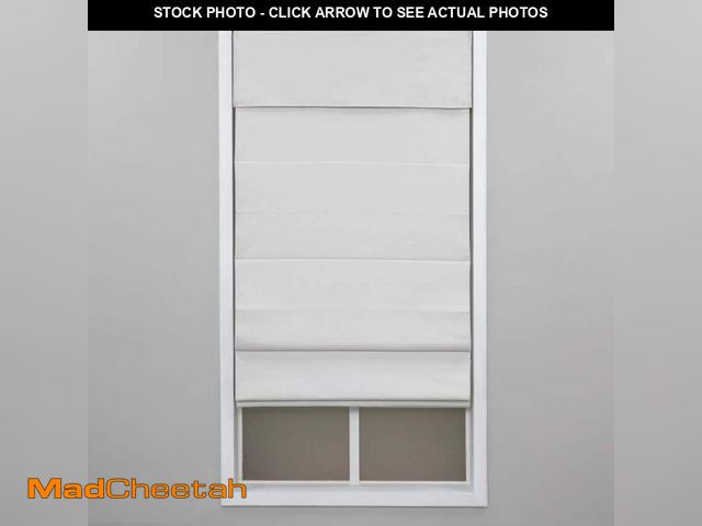 Lot 74-12532844 - Perfect Lift Window Treatment White Cordless Blackout Energy-Efficient Cotton Roman Shade 31 in. W x...