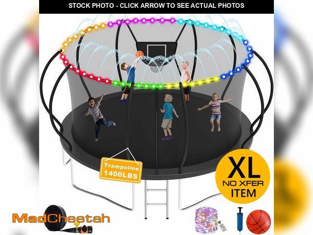 Lot 74-13126653 - Elitezip 1400LBS Trampoline for Kids and Adults, 14FT Trampolines with Enclosure Net, Basketball Hoo...