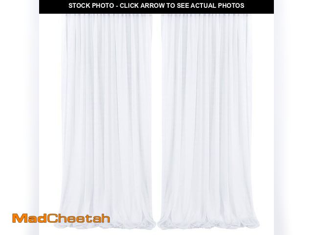 Lot 74-13946338 - 10ft x 10ft White Chiffon Backdrop Curtains, Wrinkle-Free Sheer Chiffon Fabric Photo Curtain Drapes ...