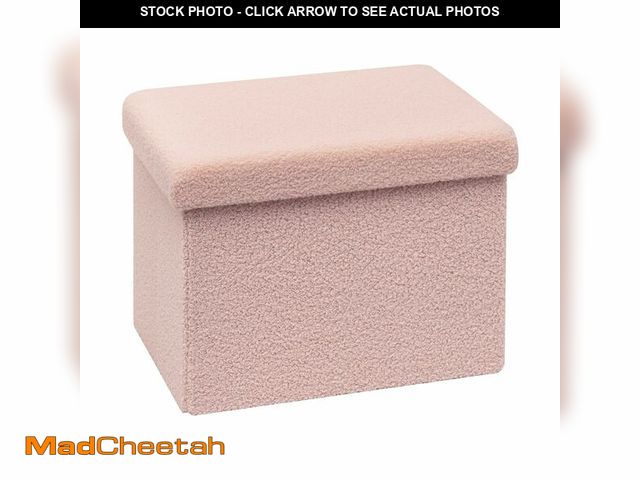 Lot 74-14378190 - B FSOBEIIALEO Storage Ottoman Cube Small Sherpa Ottoman Foot Rest, Foldable Portable Boucle Ottomans...