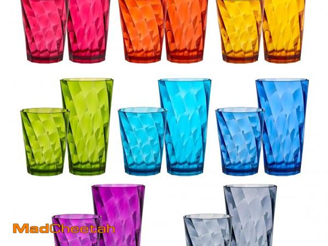 Lot 74-11558286 - US Acrylic Optix Plastic Reusable Drinking Glasses (Set of 16) 14oz Rocks &amp; 20oz Water Cups in J...