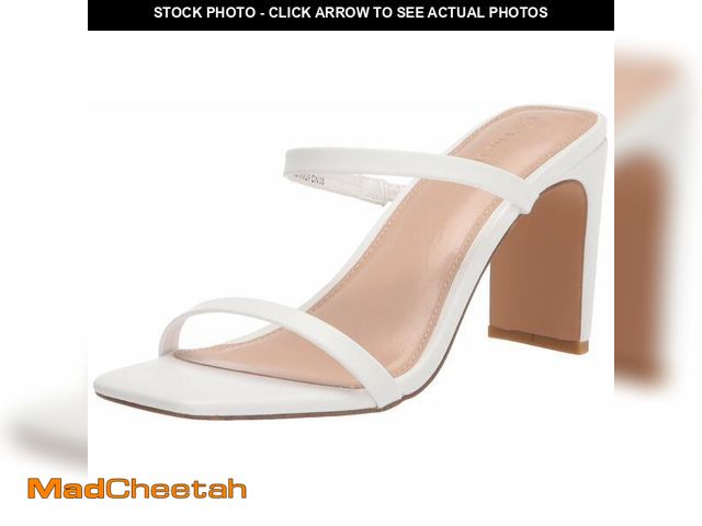 Lot 74-12460013 - The Drop Women's Avery Square Toe Two Strap High Heeled Sandal, White, 8.5 - USED