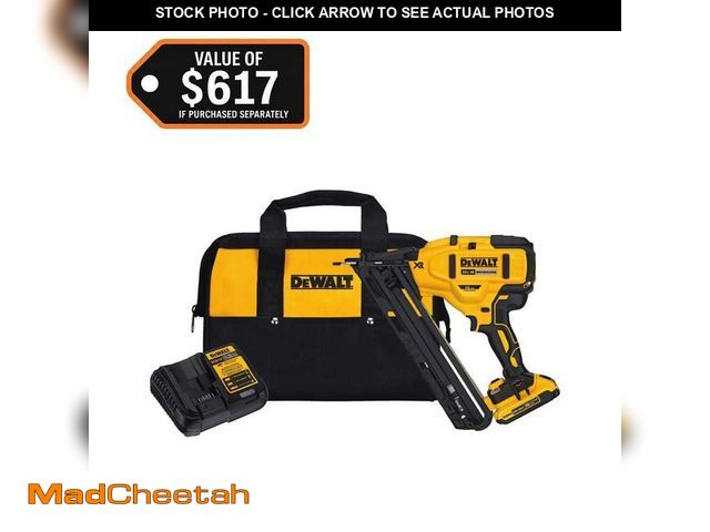 Lot 74-14113326 - DEWALT 20V MAX XR Lithium-Ion Cordless 2-1/2 in. 15-Gauge Finish Nailer Kit with 2.0Ah Battery, Char...