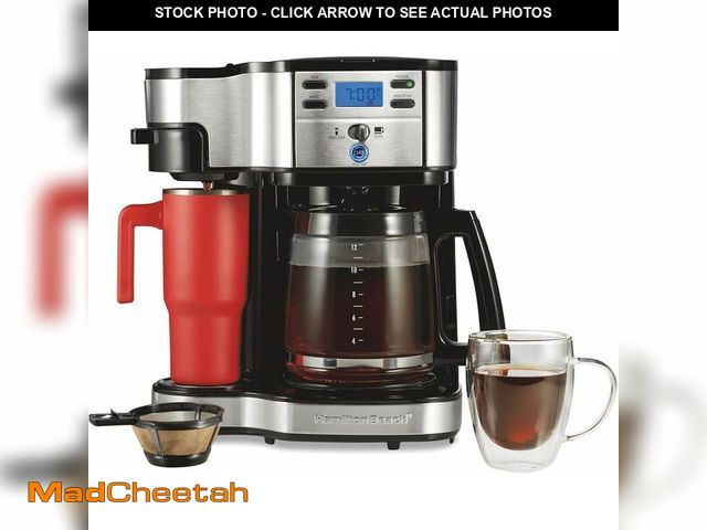 Lot 74-12827833 - Hamilton Beach 2-Way 12 Cup Programmable Drip Coffee Maker &amp; Single Serve Machine, Glass Carafe,...