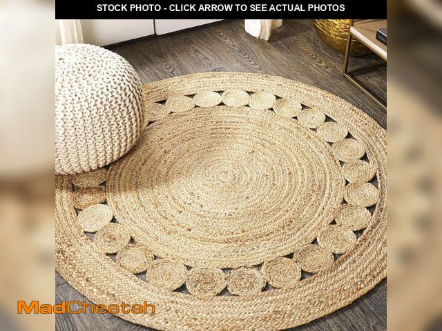Lot 74-12366088 - JONATHAN Y Dahlia Jute Boho Circle Natural 4' Round Indoor Area Rug, Natural-Fibers, Geometric, Easy...