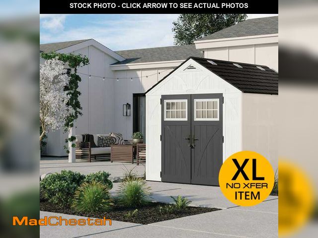 Lot 74-12684374 - Suncast Tremont 8 ft. W x 10 ft. D Plastic Resin Storage Shed with Floor (86 sq. ft.) in Ice Cube (W...