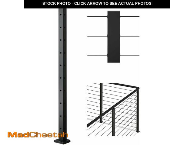 Lot 74-13042487 - VEVOR Cable Railing Post, 36"x1"x2" Deck Railing Post, Black Corner Post, Stainless Steel Cable Rail...