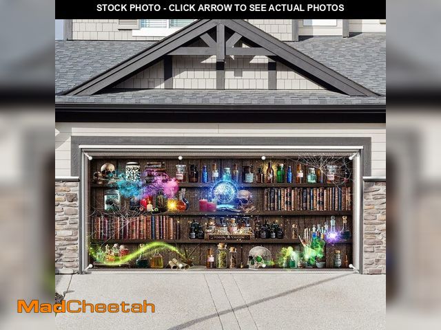 Lot 74-12707787 - Yriujul 1PC 16x7ft Halloween Garage Door Banner Decorations Laboratory Room Science Witch Magic Poti...