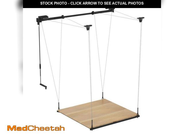 Lot 74-12585947 - FLEXIMOUNTS Lift Series 48 in. W x 48 in. D x 15-79 in. H Black Ceiling Mounted Overhead Garage Stor...