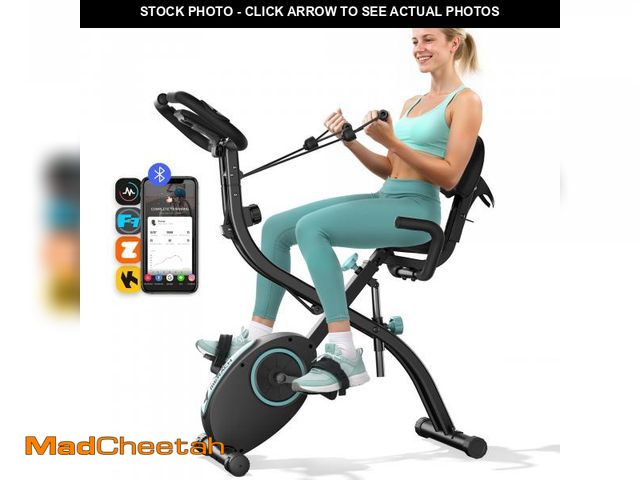 Lot 74-12155781 - (MISSING HARDWARE) MERACH Folding Exercise Bike, 4 in 1 Magnetic Upright Bike with 16 Levels of Resi...