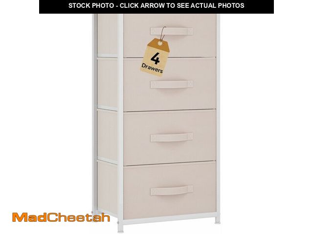 Lot 74-12827750 - DWVO Storage Tower with 4 Drawers - Fabric Dresser, Organizer Unit for Bedroom, Living Room, Closets...
