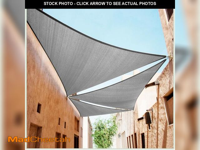 Lot 74-13948651 - ColourTree 16' x 16' x 16' Grey Triangle CTAPT16 Sun Shade Sail Canopy Mesh Fabric UV Block UPF50 - ...