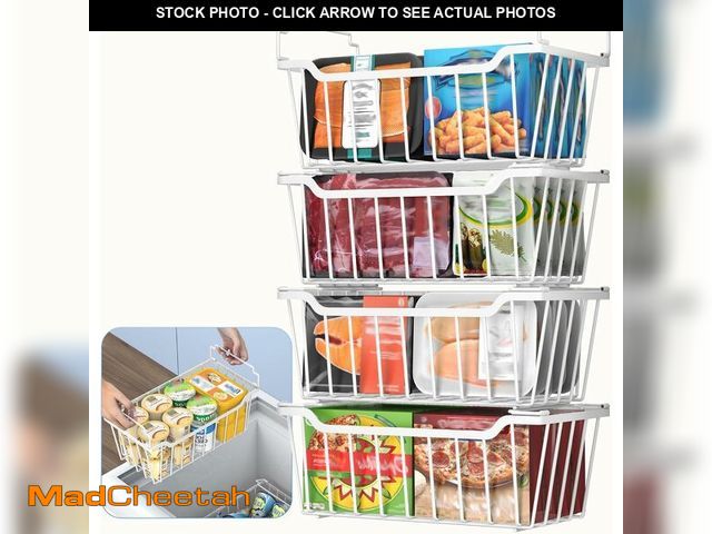 Lot 74-12326863 - Goovilla Freezer Organizer Bins with Foldable Handle, 4 Pack Stackable Freezer Baskets for 3.5-7 Cu....